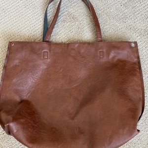 Free people brown leather tote bag